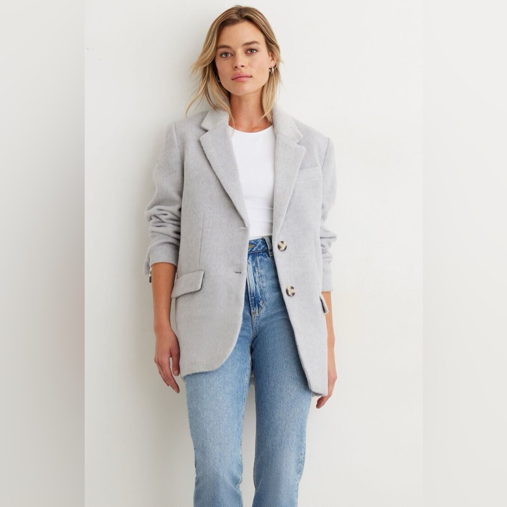 Wool Blazer Coat Grey Women’s